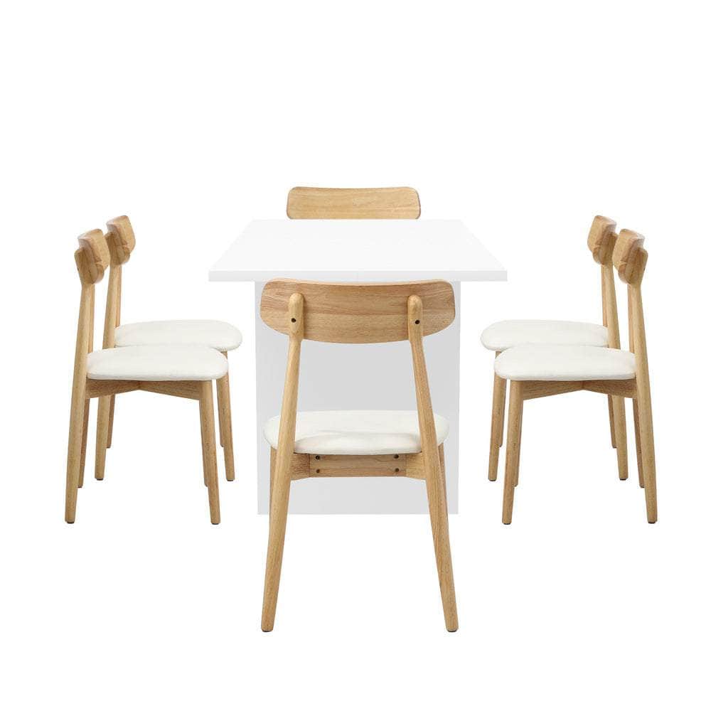 6-Seater Dining Table and Chairs Set Wooden Black & White for Kitchen or Dining Room