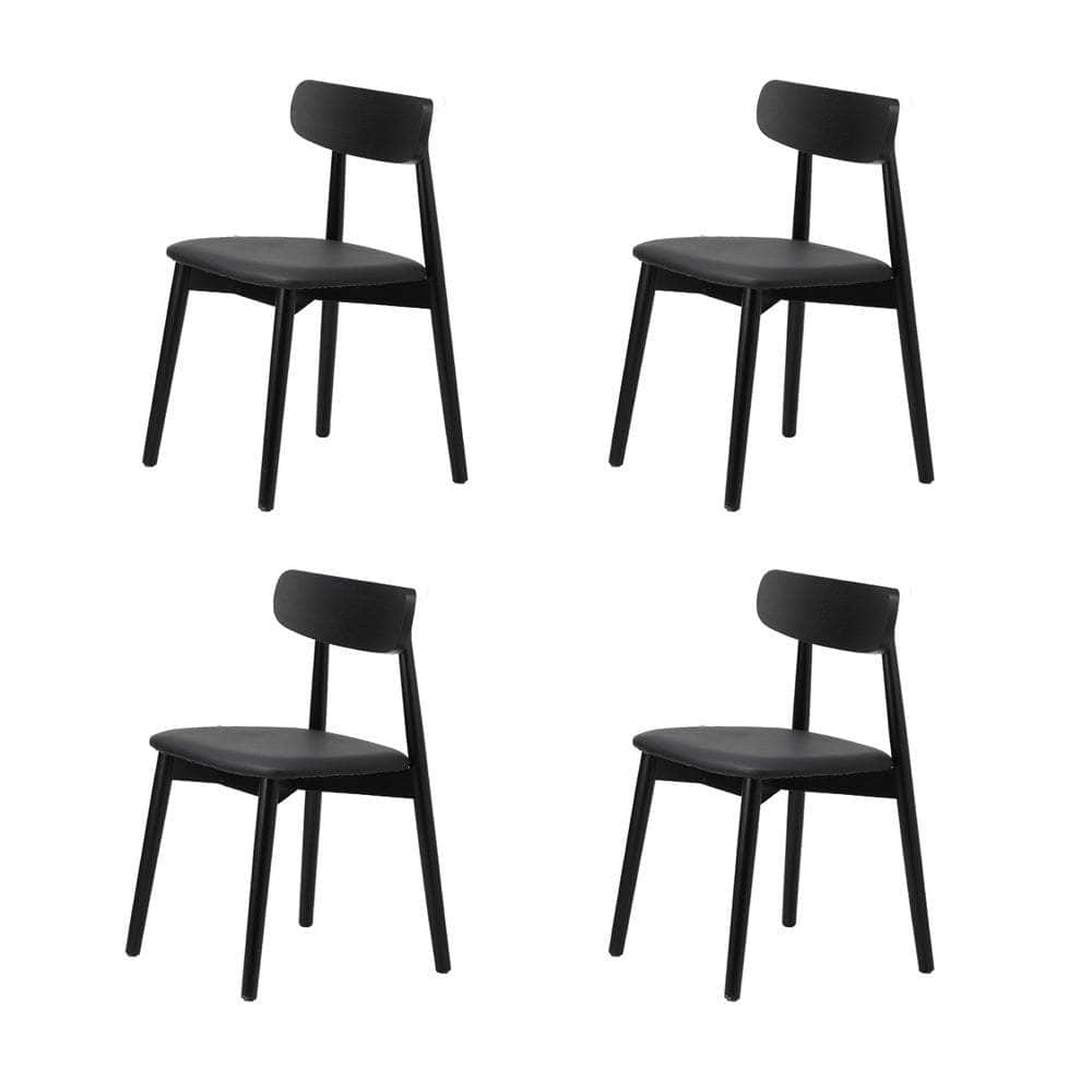 6-Seater Dining Table and Chairs Set Wooden Black & White for Kitchen or Dining Room