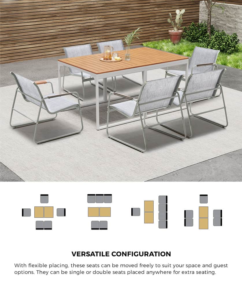 6-Seater Outdoor Dining Set with Patio Table and Chairs Furniture