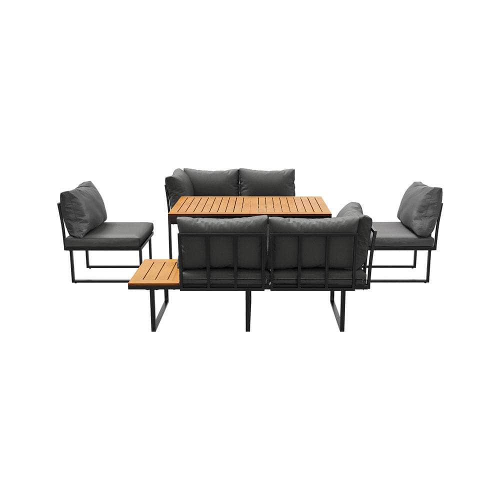6 Seater Outdoor Dining Sofa Lounge 2 Side Table Grey