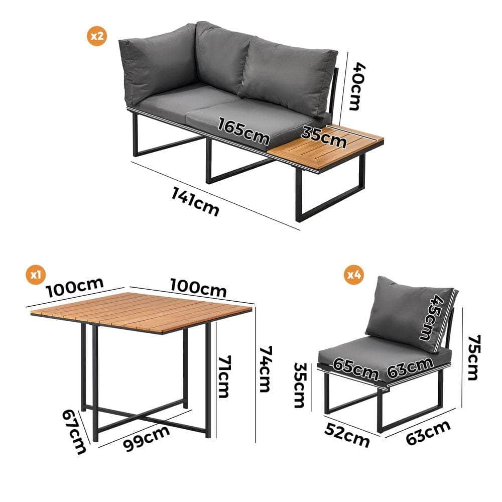 6 Seater Outdoor Dining Sofa Lounge Patio Garden Setting