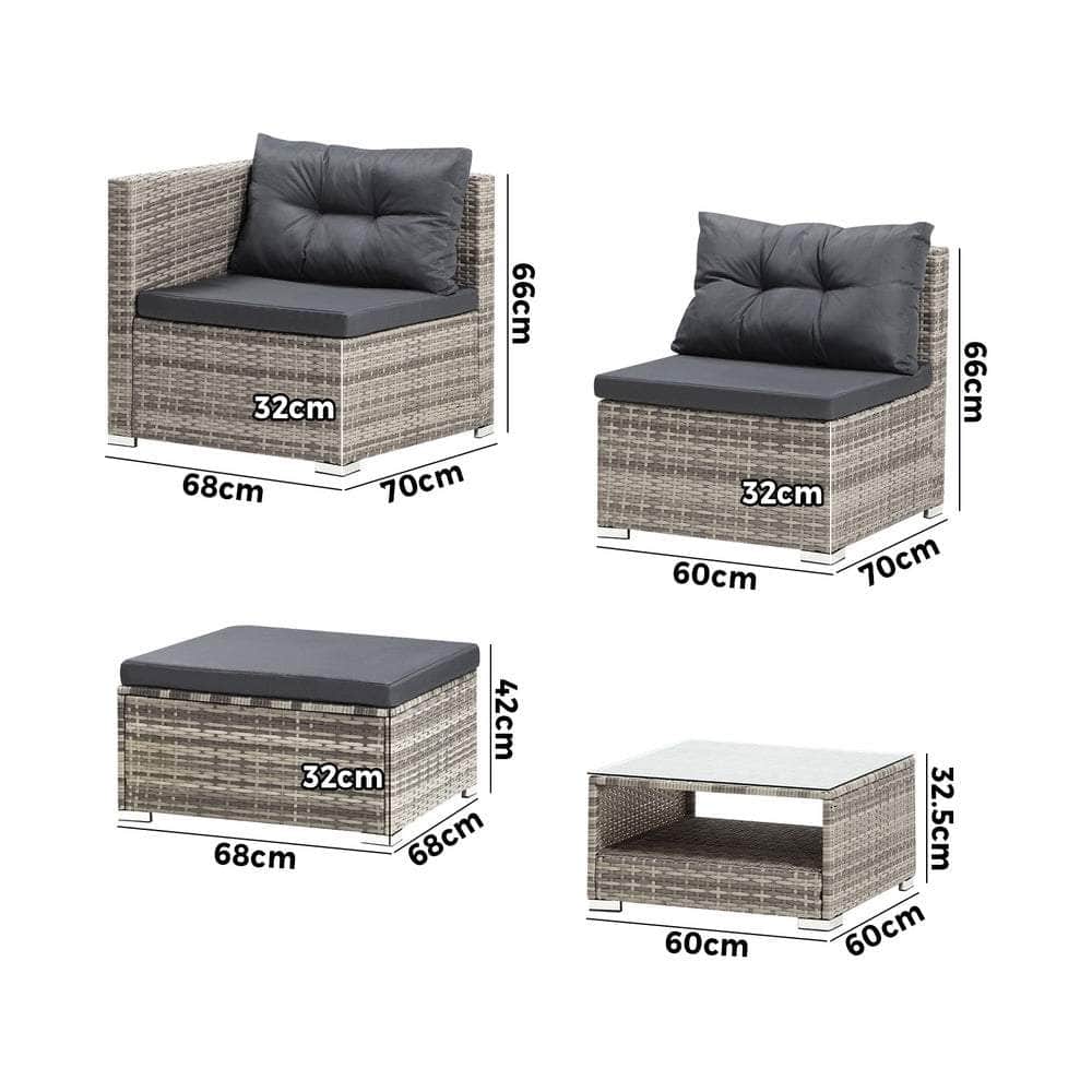 6 Seater Outdoor Lounge Set Wicker Sofa Rattan