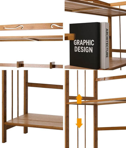 6-tier Bamboo Bookshelf Bookcase Adjustable Display Shelf