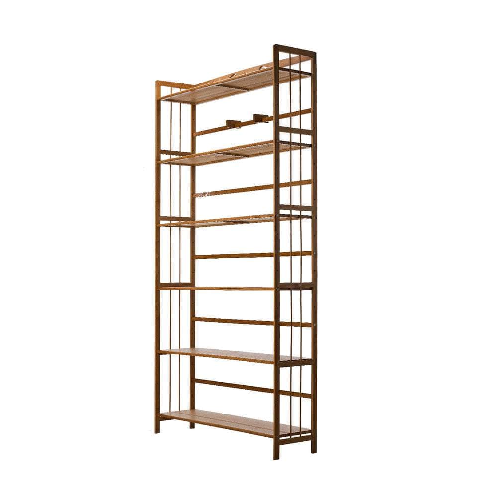 6-tier Bamboo Bookshelf Bookcase Adjustable Display Shelf
