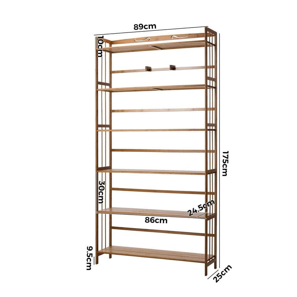 6-tier Bamboo Bookshelf Bookcase Adjustable Display Shelf