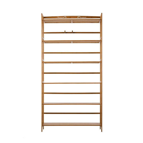 6-tier Bamboo Bookshelf Bookcase Adjustable Display Shelf