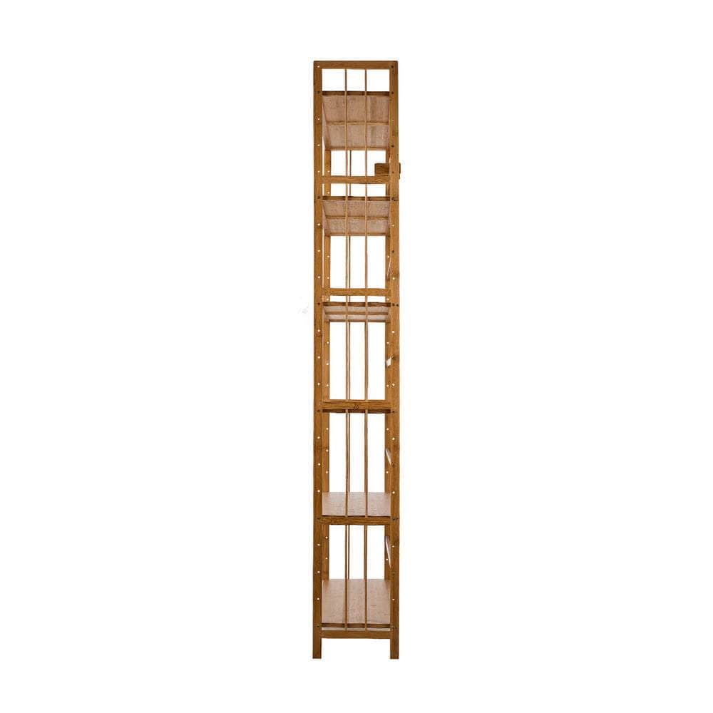 6-tier Bamboo Bookshelf Bookcase Adjustable Display Shelf