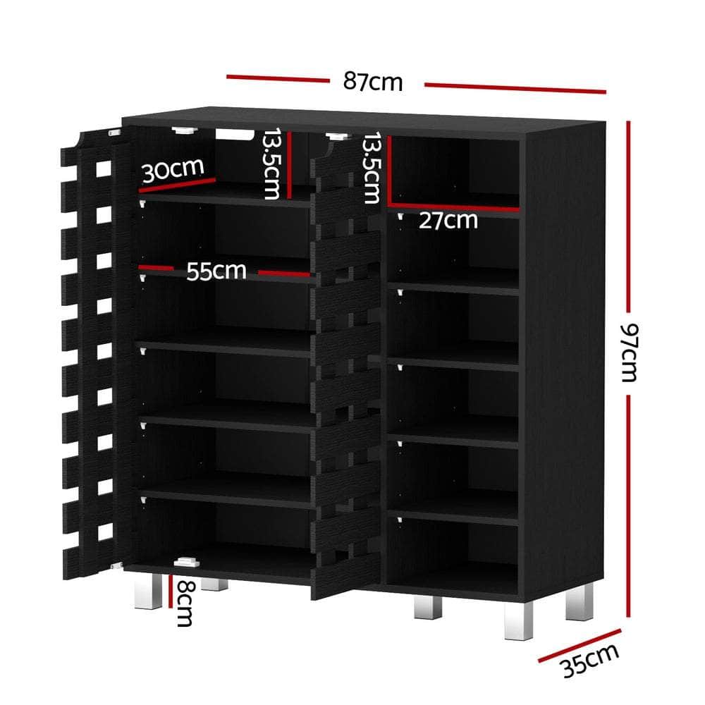 6-Tier Black Shoe Rack Cabinet – Durable and Spacious Storage Shelf for Shoes