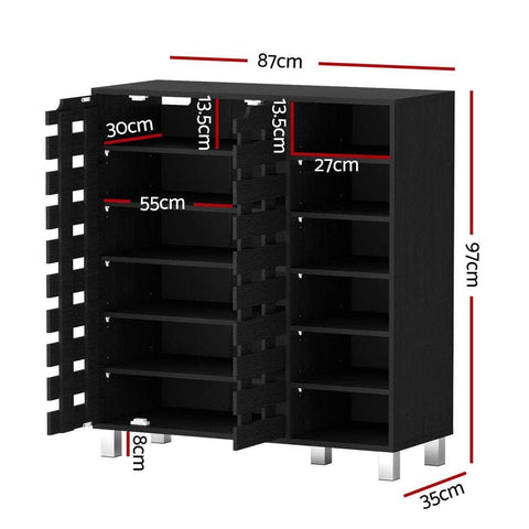 6-Tier Black Shoe Rack Cabinet – Durable and Spacious Storage Shelf for Shoes