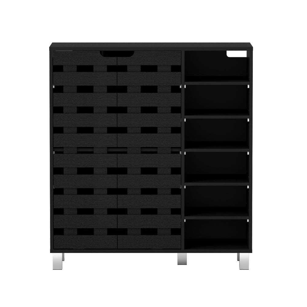 6-Tier Black Shoe Rack Cabinet – Durable and Spacious Storage Shelf for Shoes