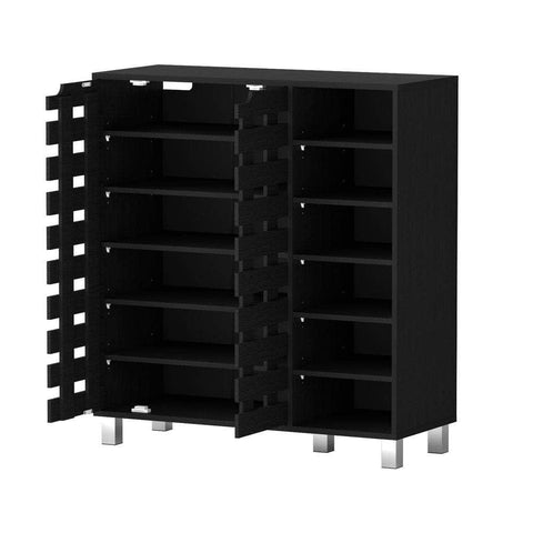 6-Tier Black Shoe Rack Cabinet – Durable and Spacious Storage Shelf for Shoes
