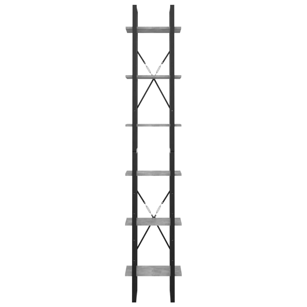 6-Tier Book Cabinet Standing Shelves Concrete Grey Chipboard