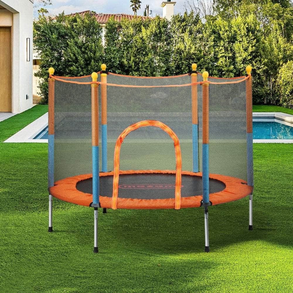 60 Inch Kids Trampoline Enclosure Safety Net Horizontal Bar