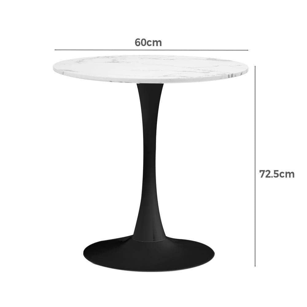 60cm Dining Table Kitchen Marble Tulip Round Metal Leg