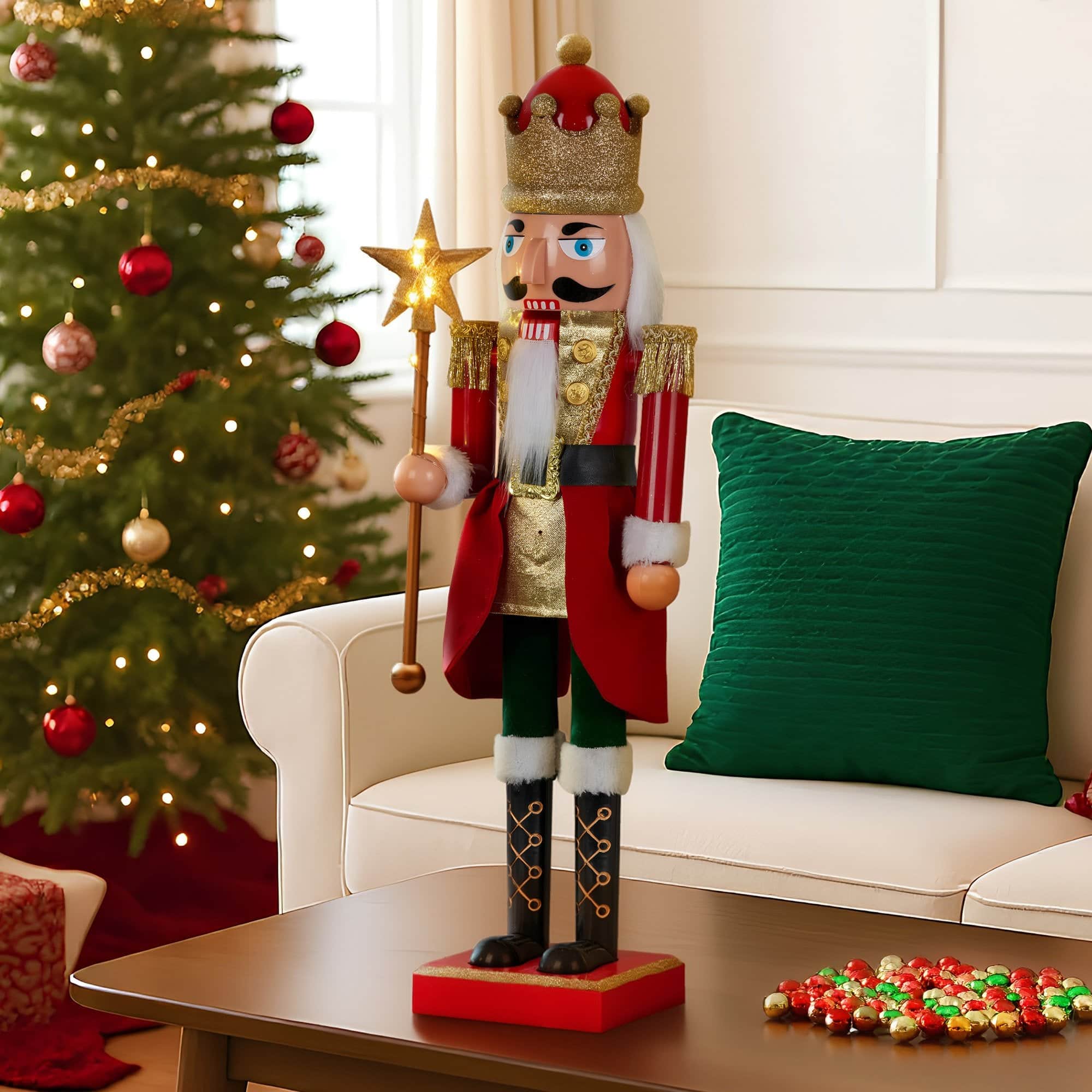 60cm Musical LED Animated Christmas Nutcracker Ornament Decoration with 60Cm