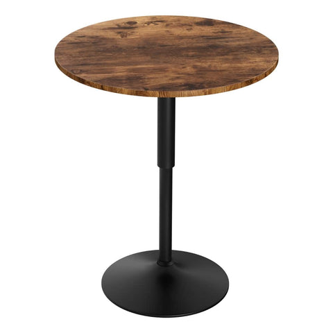 60cm Rustic Brown Black Bar Table Round Height Adjustable 360 Swivel Gas Lift