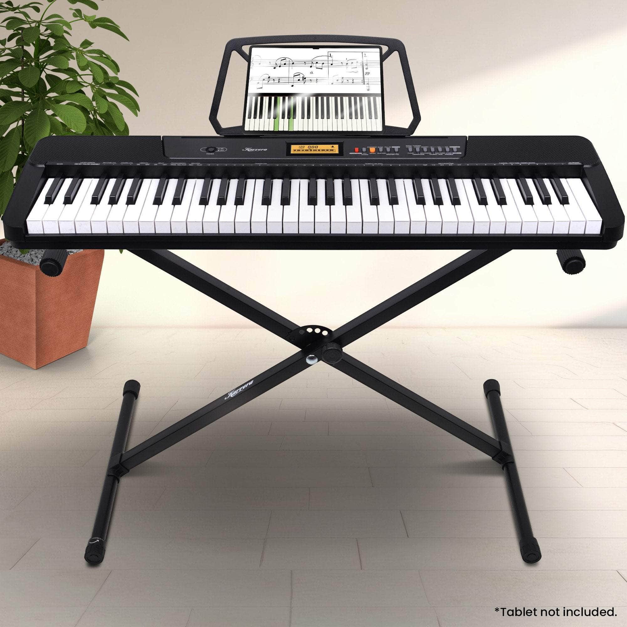 61-Key Electronic Keyboard with LCD Display and Touch Response