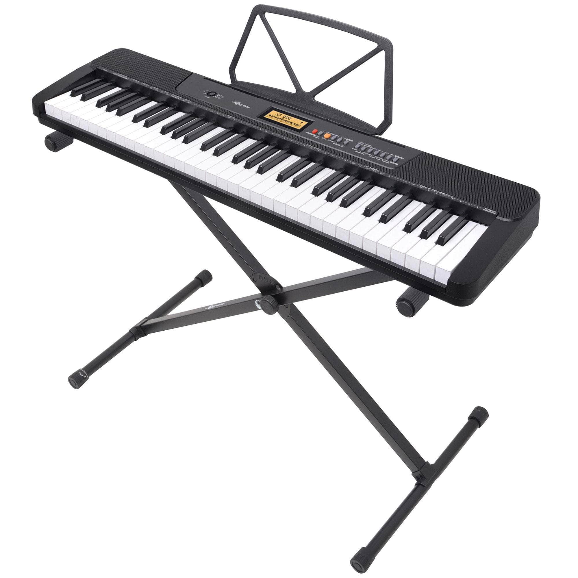 61-Key Electronic Keyboard with LCD Display and Touch Response