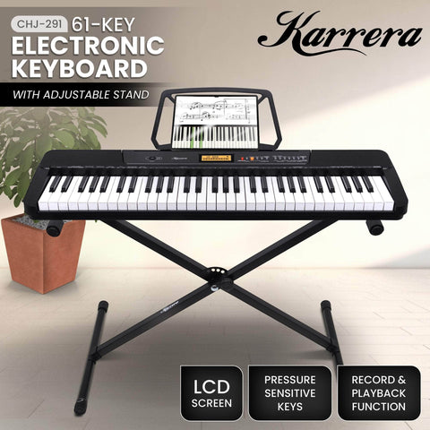 61-Key Electronic Keyboard with LCD Display and Touch Response