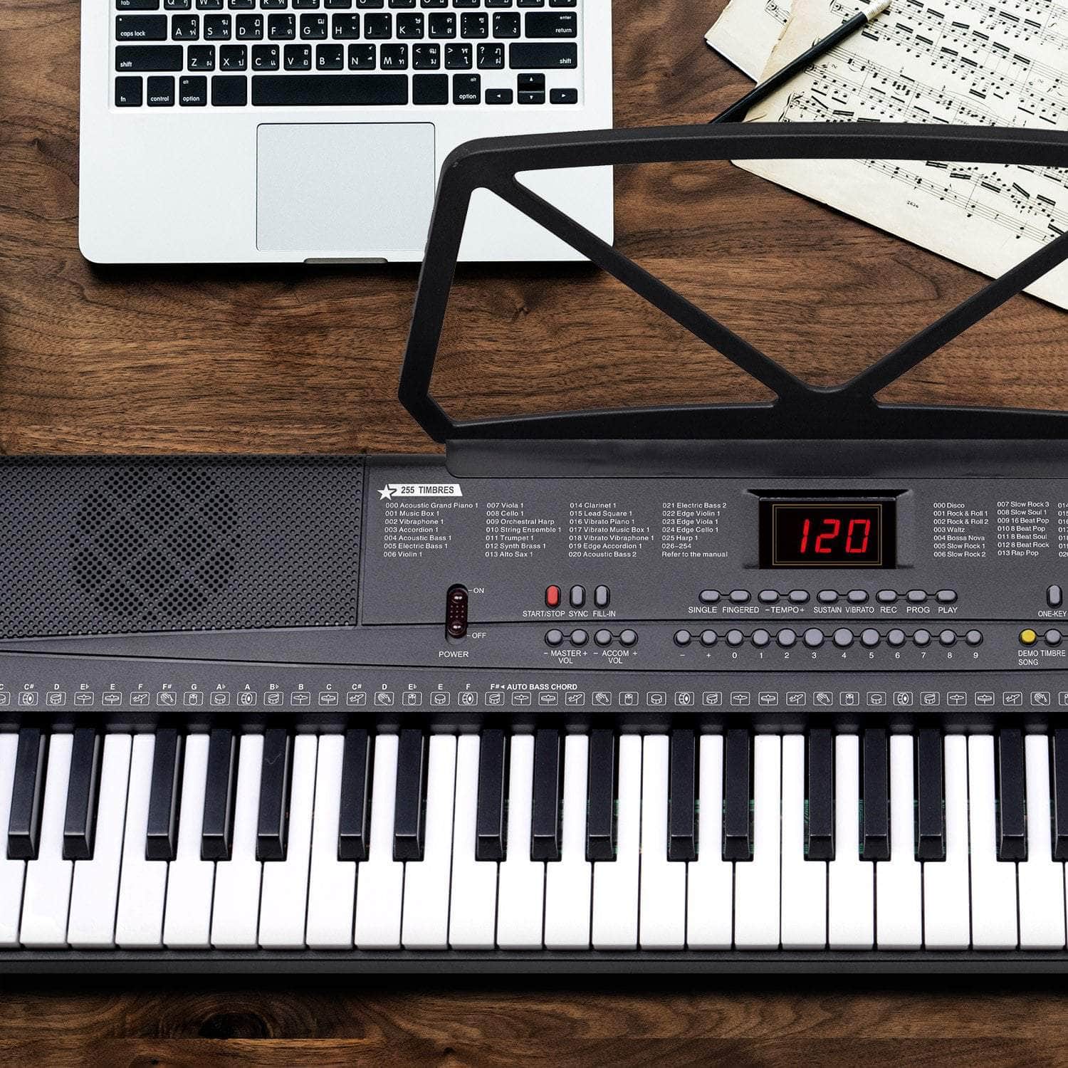 61-Key Electronic Piano Keyboard in Black, Black colour