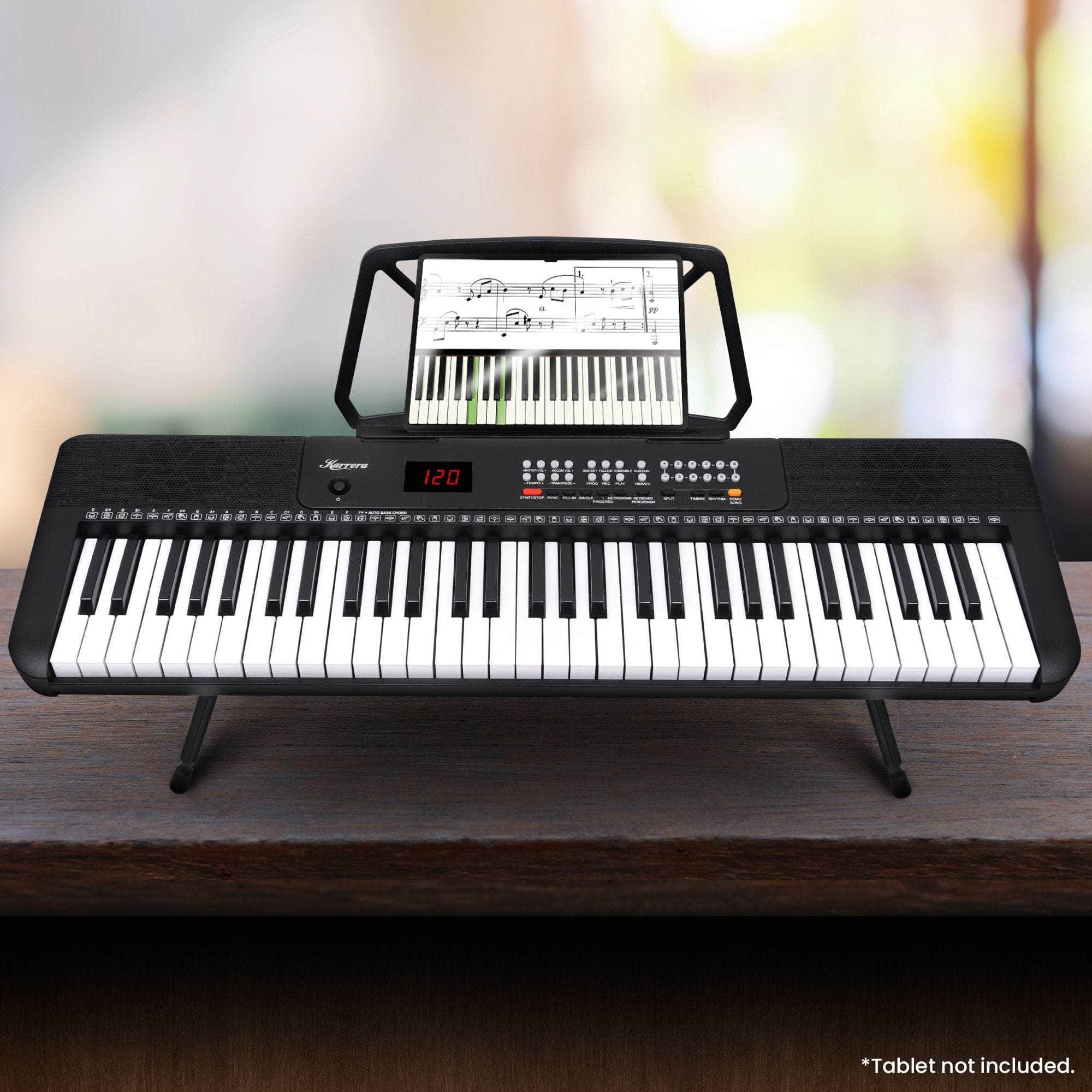 61-Key Electronic Piano Keyboard with LED and Folding Stand