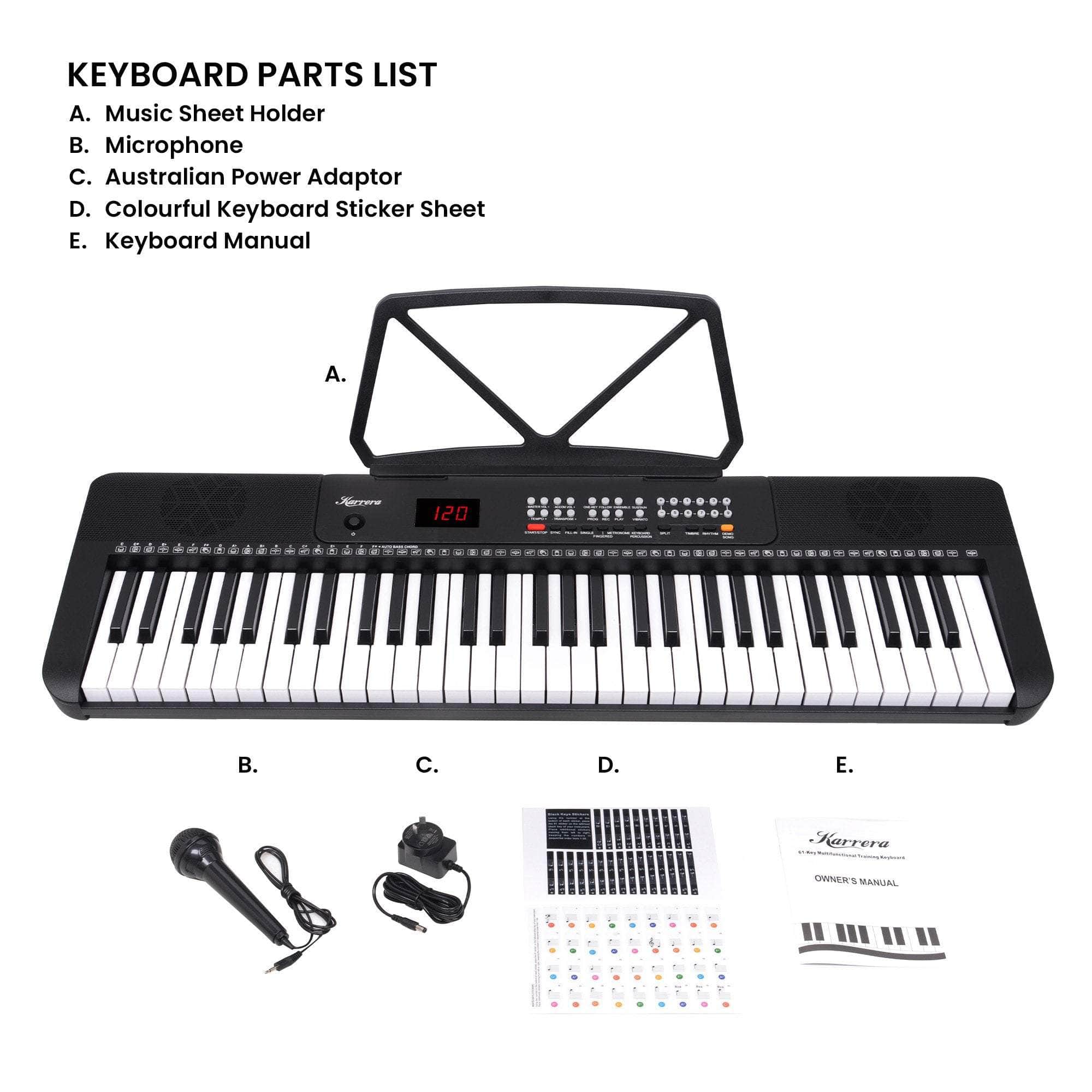 61-Key Electronic Piano Keyboard with LED and Folding Stand