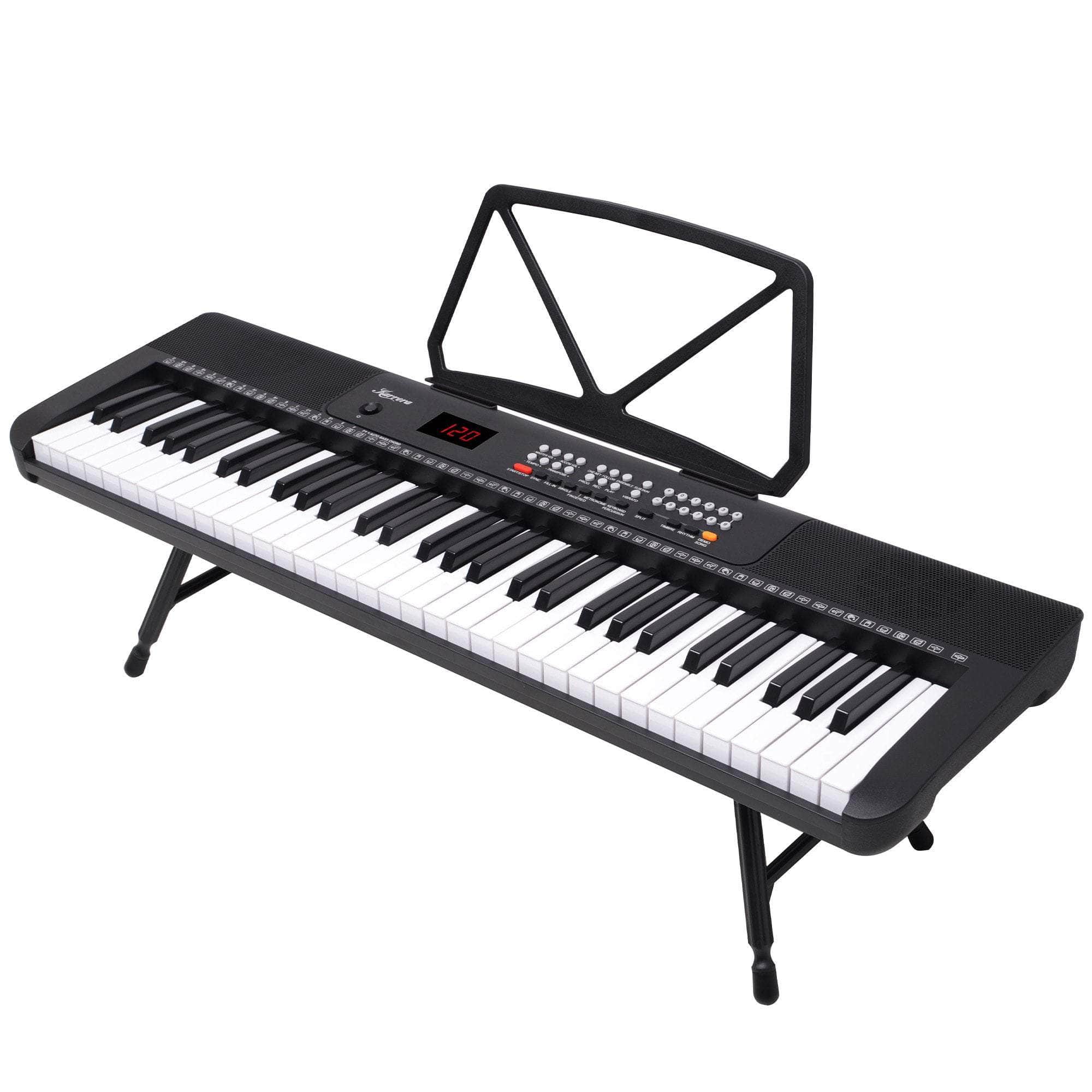 61-Key Electronic Piano Keyboard with LED and Folding Stand