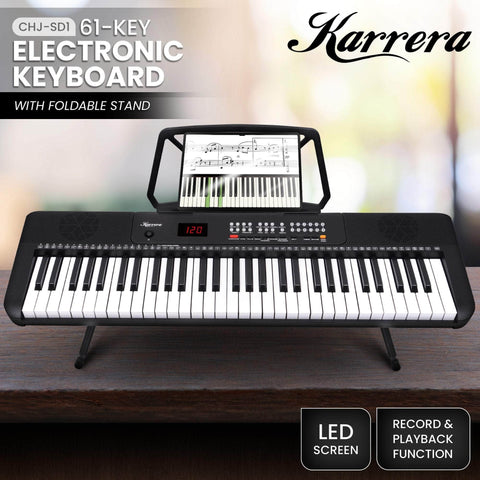 61-Key Electronic Piano Keyboard with LED and Folding Stand
