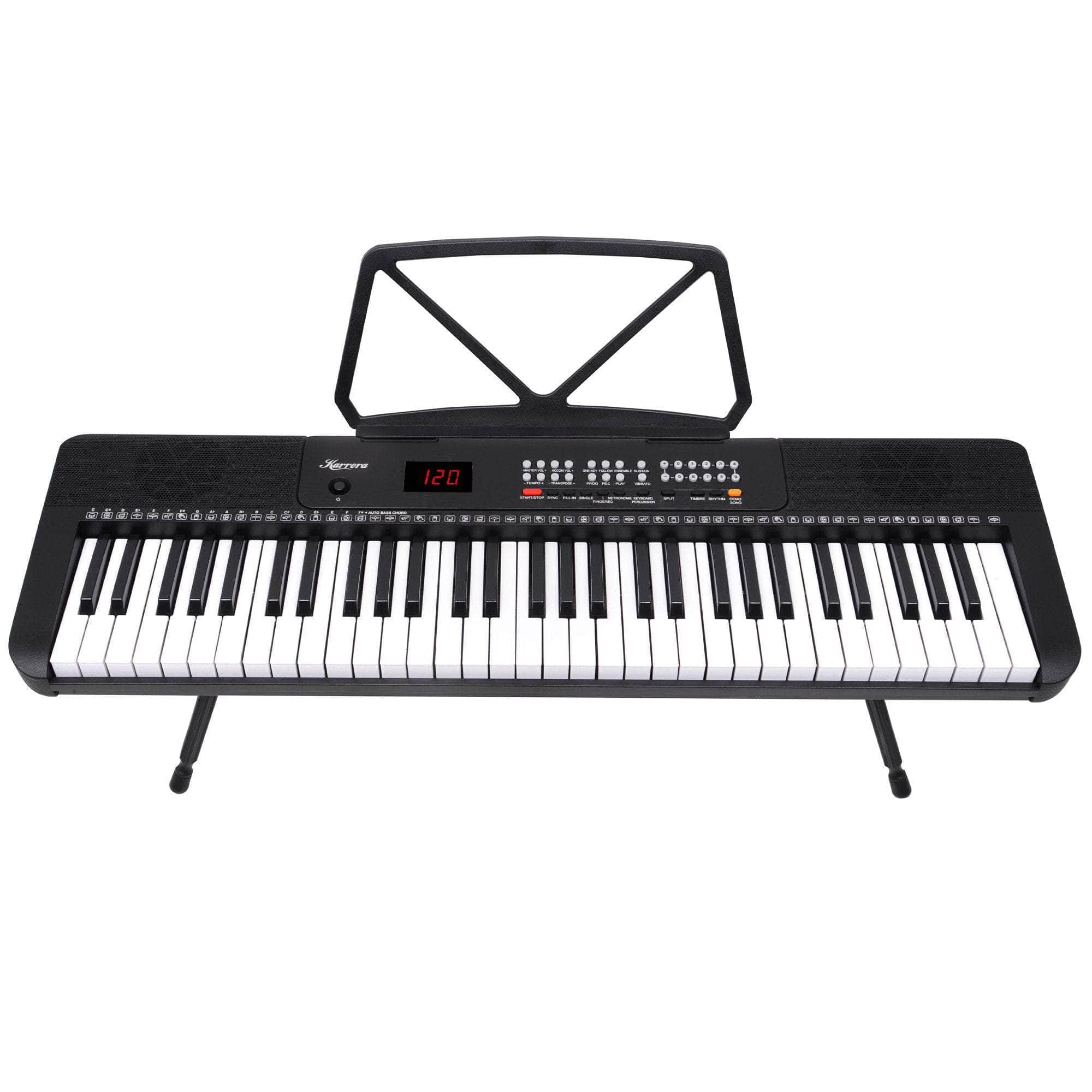 61-Key Electronic Piano Keyboard with LED and Folding Stand