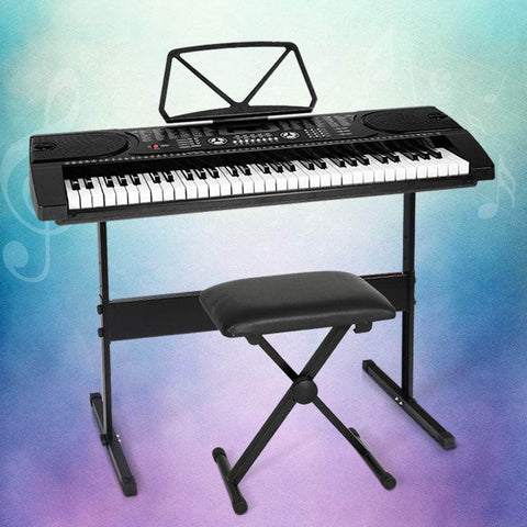 61 Keys Electronic Piano Keyboard Digital Electric w/ Stand Stool Black