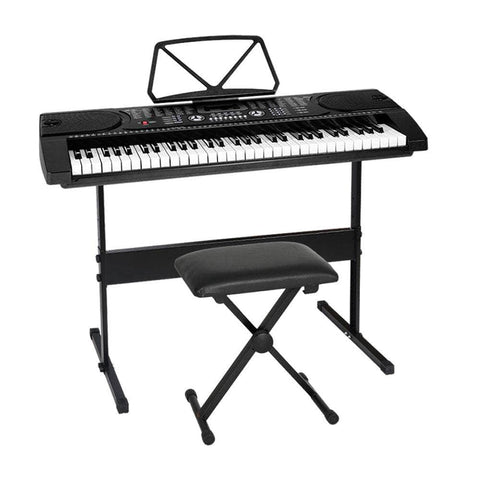 61 Keys Electronic Piano Keyboard Digital Electric W/ Stand Stool Black