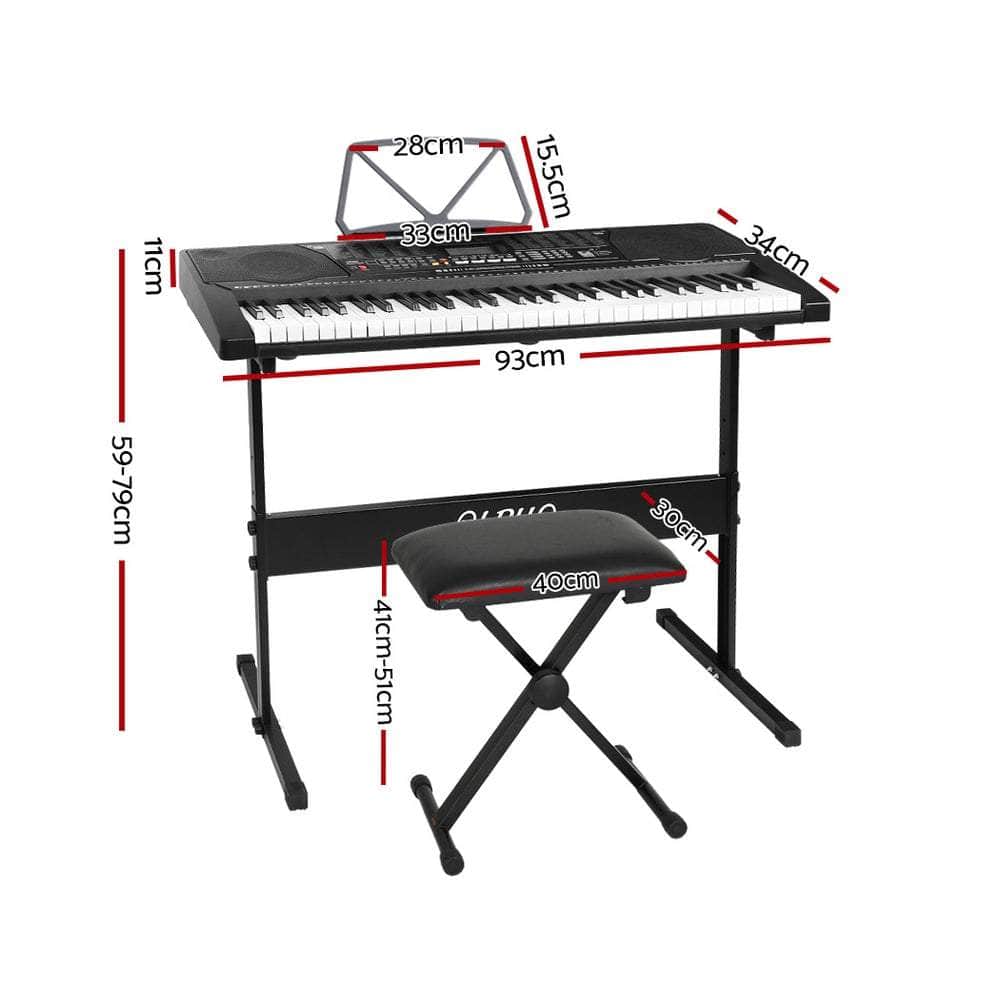 61 Keys Electronic Piano Keyboard Digital Electric w/ Stand Stool Lighted