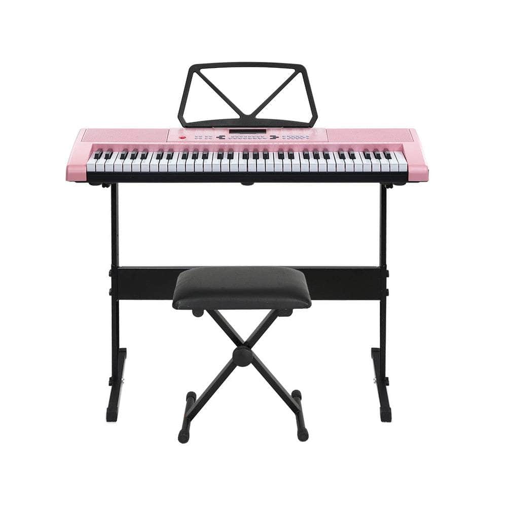 61 Keys Electronic Piano Keyboard Digital Electric w/ Stand Stool Pink