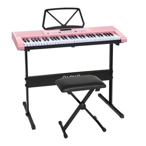 61 Keys Electronic Piano Keyboard Digital Electric W/ Stand Stool Pink