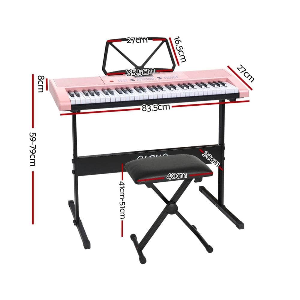61 Keys Electronic Piano Keyboard Digital Electric w/ Stand Stool Pink