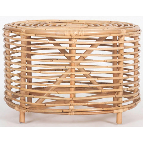 61Cm Rattan Round Side Table - Natural