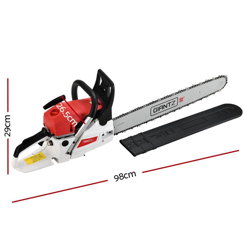 62cc Petrol Commercial Chainsaw 22" Bar E-Start Tree Chain Saw 5.2HP
