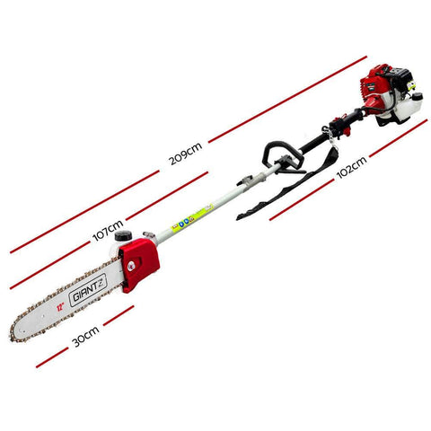 62Cc Pole Chainsaw 12In Chain Saw Petrol 4.3M Long Reach Red