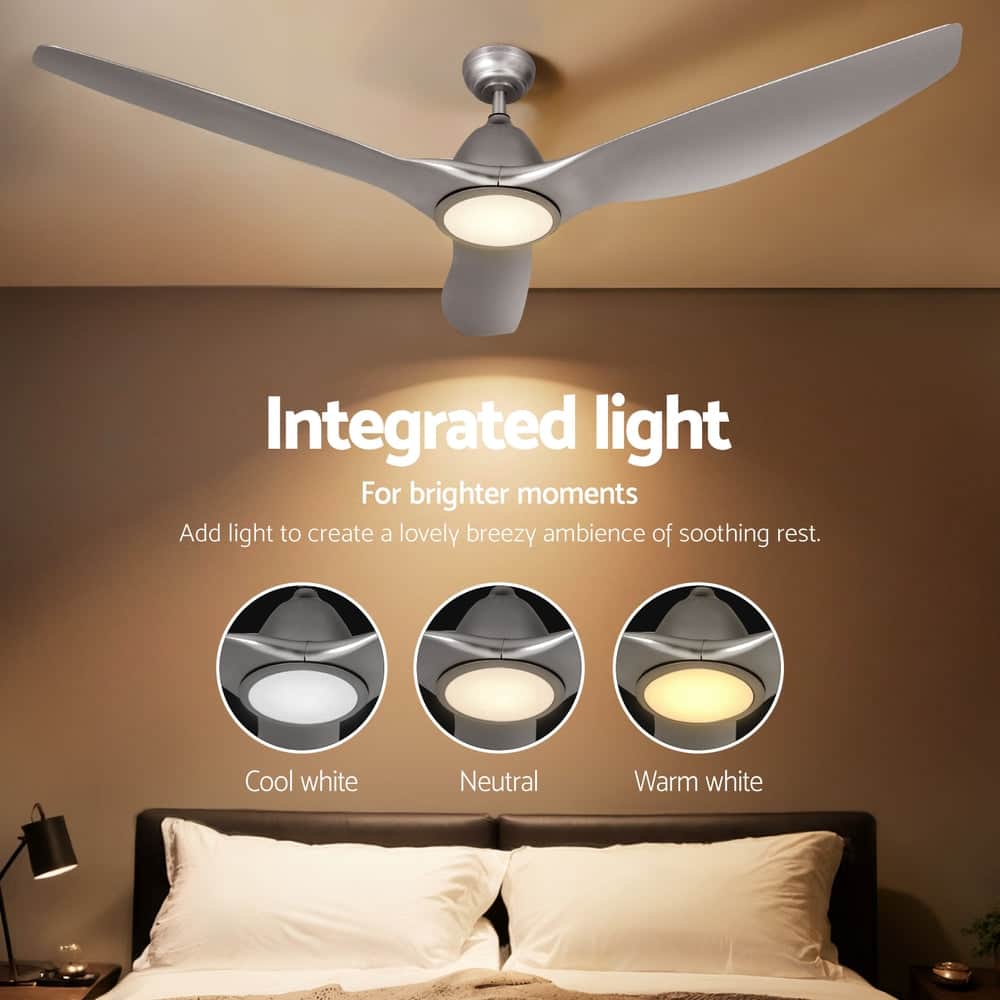 64 Inch Ceiling Fan DC Motor w/Light w/Remote -Black/Silver