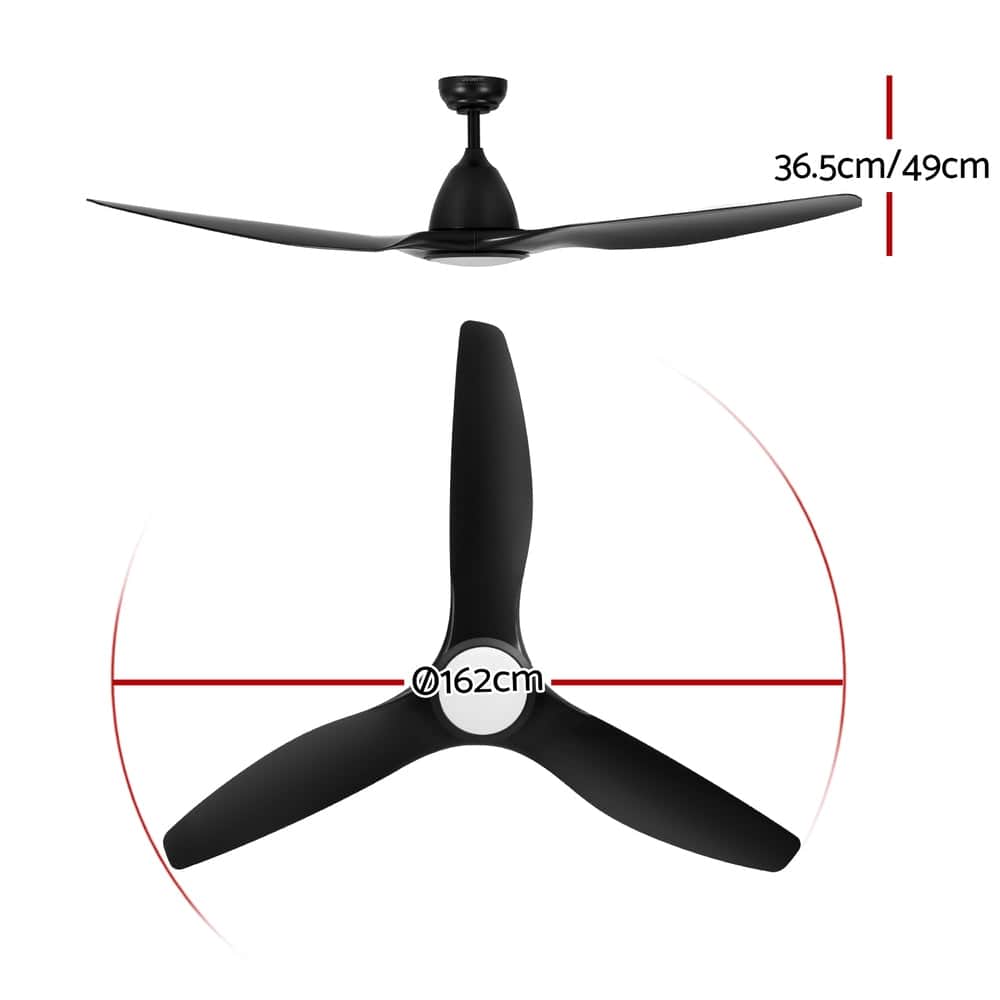 64 Inch Ceiling Fan DC Motor w/Light w/Remote -Black/Silver