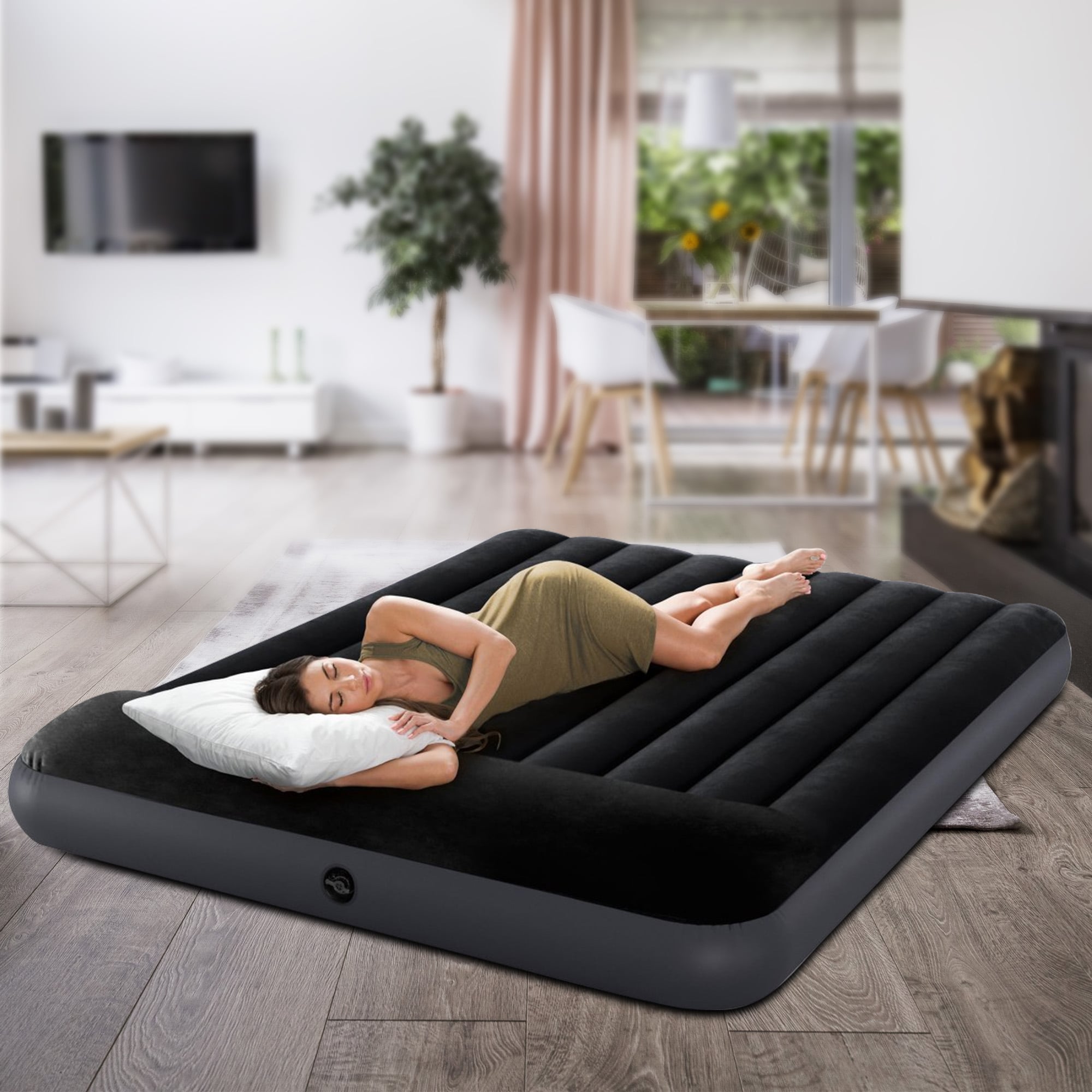 Queen Airbed Mattress Velvet Pillow 152x25x203cm