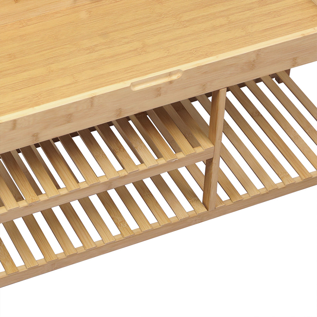 Bamboo Shoe Rack Bench Seat 82.5x30x6cm