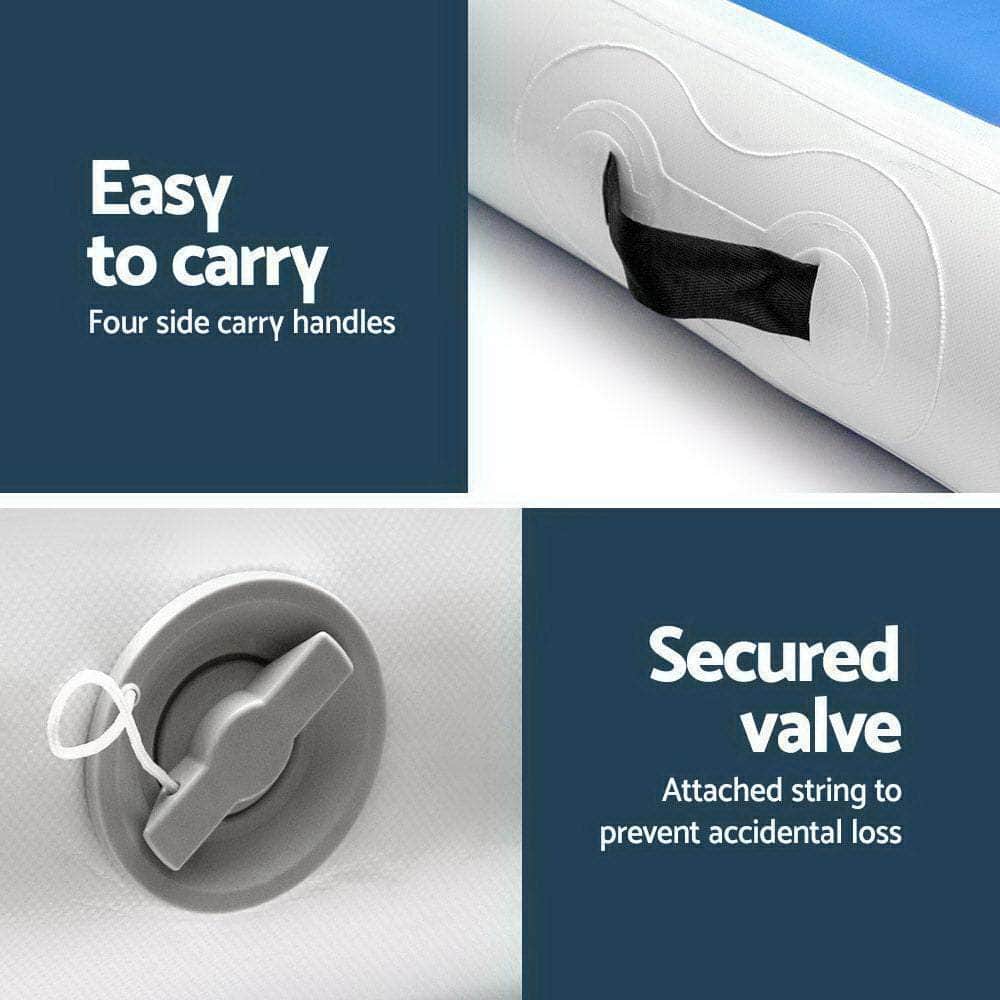 6M X 1M Inflatable Air Track Mat 20Cm Thick Gymnastic Tumbling Blue And White