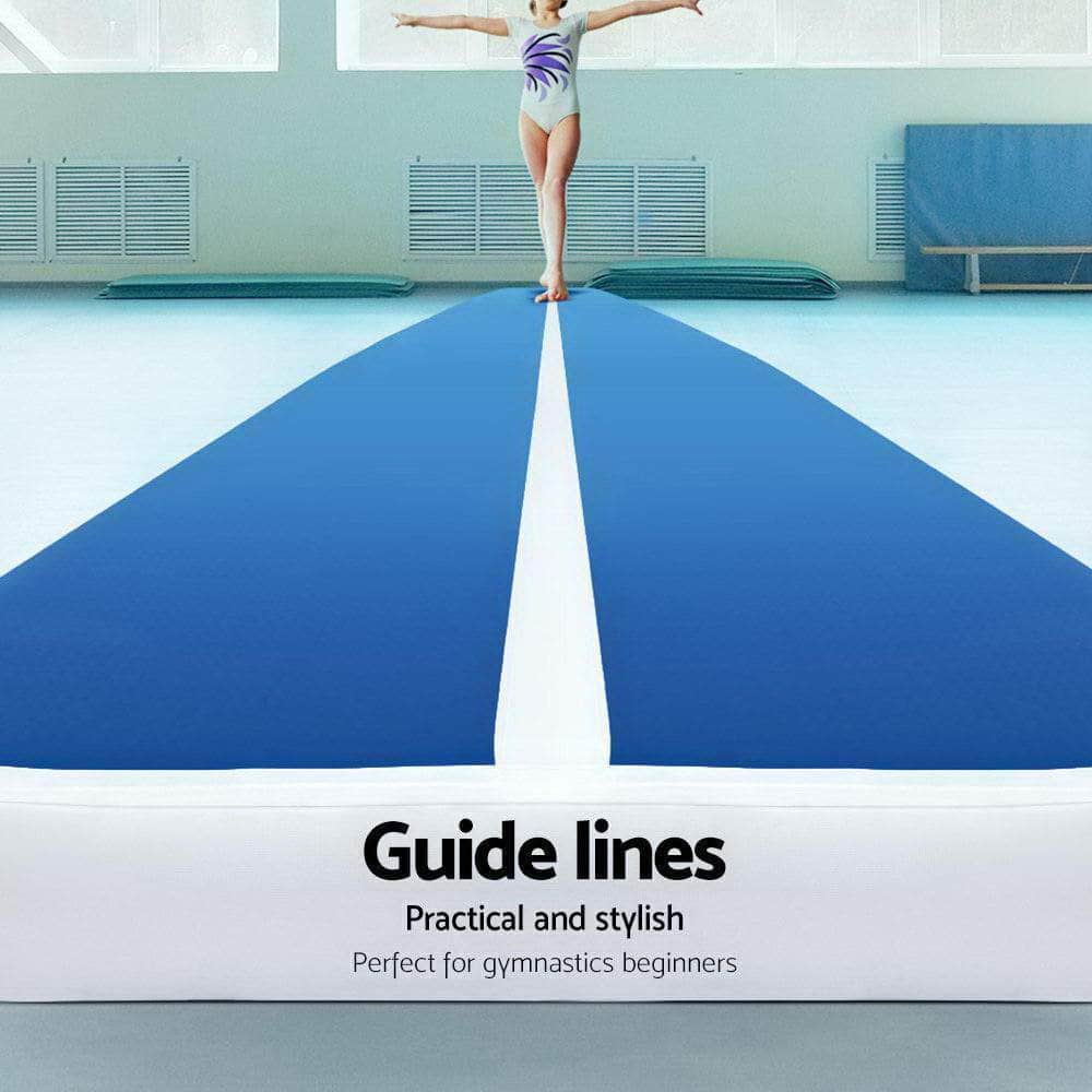 6M X 1M Inflatable Air Track Mat 20Cm Thick Gymnastic Tumbling Blue And White
