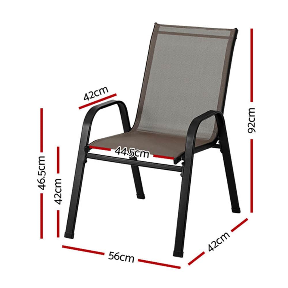 6Pc Outdoor Dining Chairs Stackable Lounge Chair Patio Furniture Brown with Brown colour
