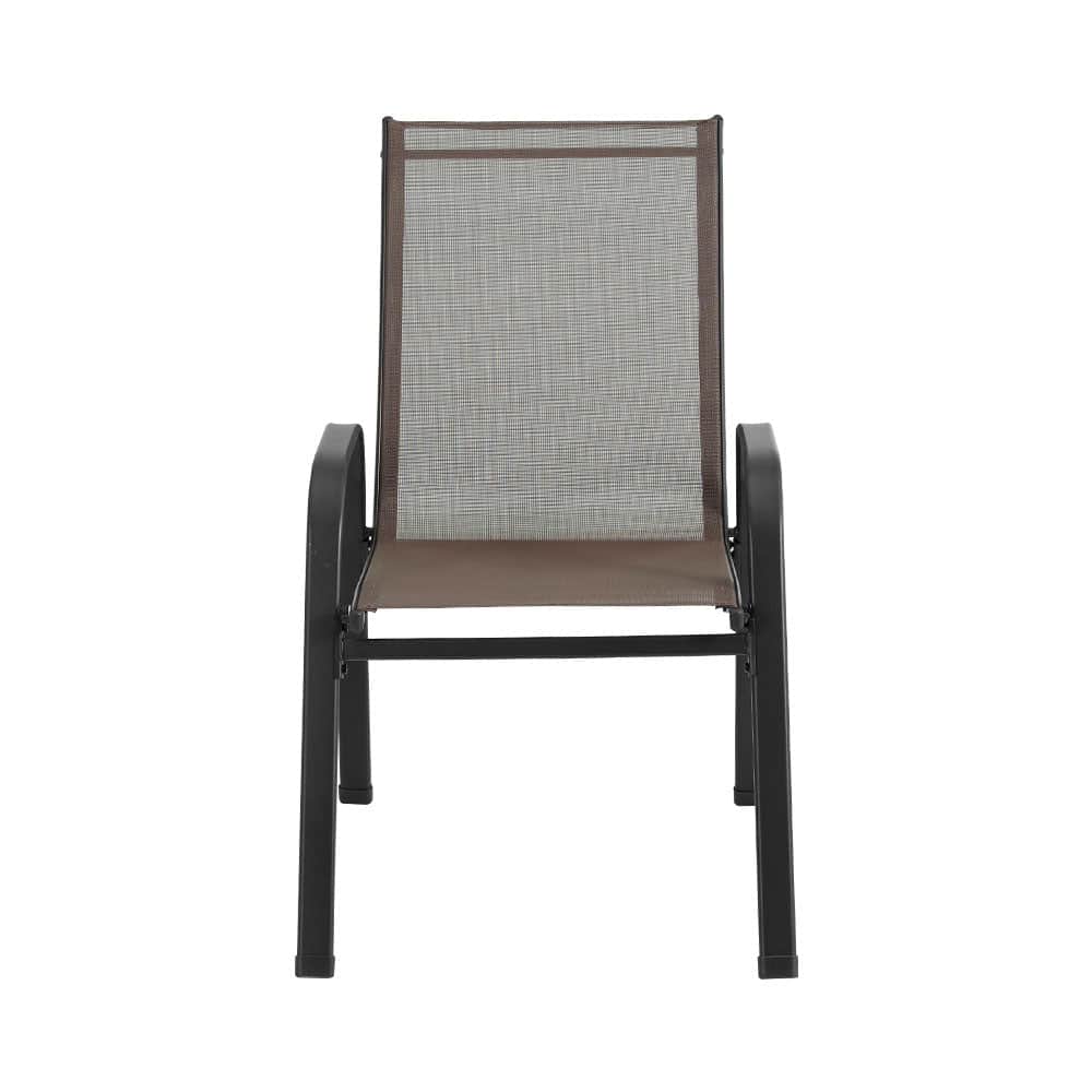 6Pc Outdoor Dining Chairs Stackable Lounge Chair Patio Furniture Brown - Brown colour