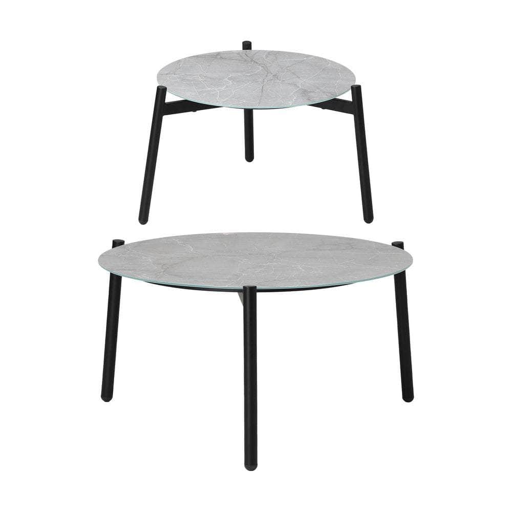 6PC Outdoor Patio Set Round Grey Marble Table Sets with Chairs