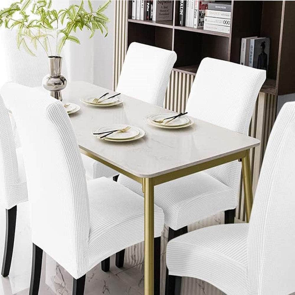 6Pcs Dining Chair Slipcovers/ Protective Covers (White)