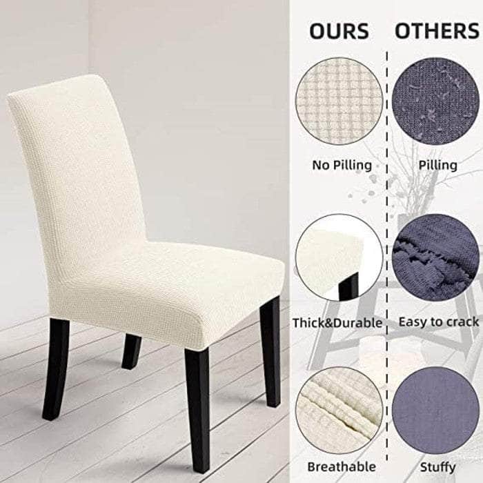6Pcs Dining Chair Slipcovers/ Protective Covers (White)