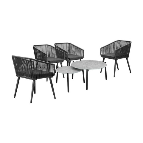 6PCS Outdoor Patio Set 2pc Coffee Table Polyester Chair Rope